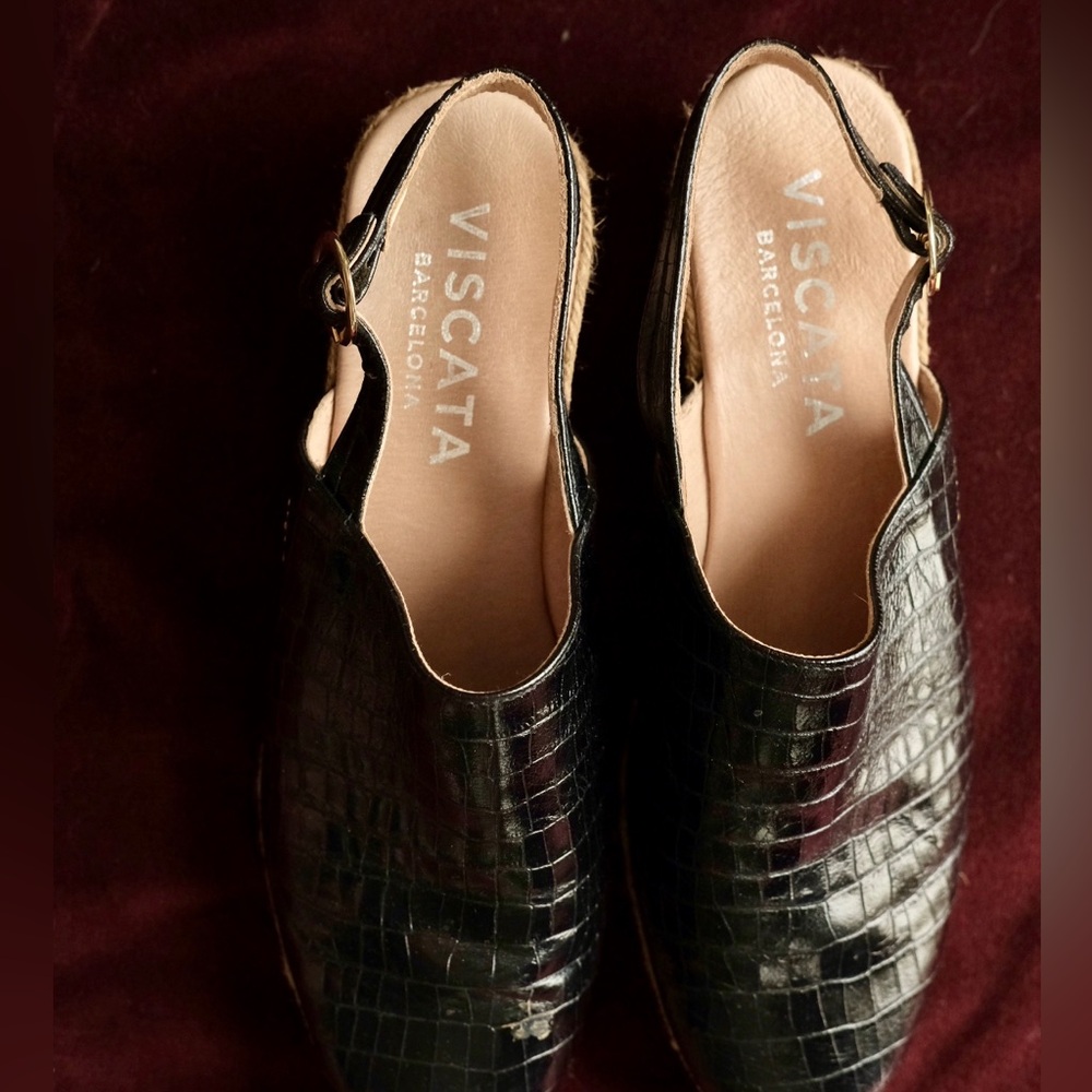 Viscata black patent croc embossed wedge espadrilles - Picture 2 of 6